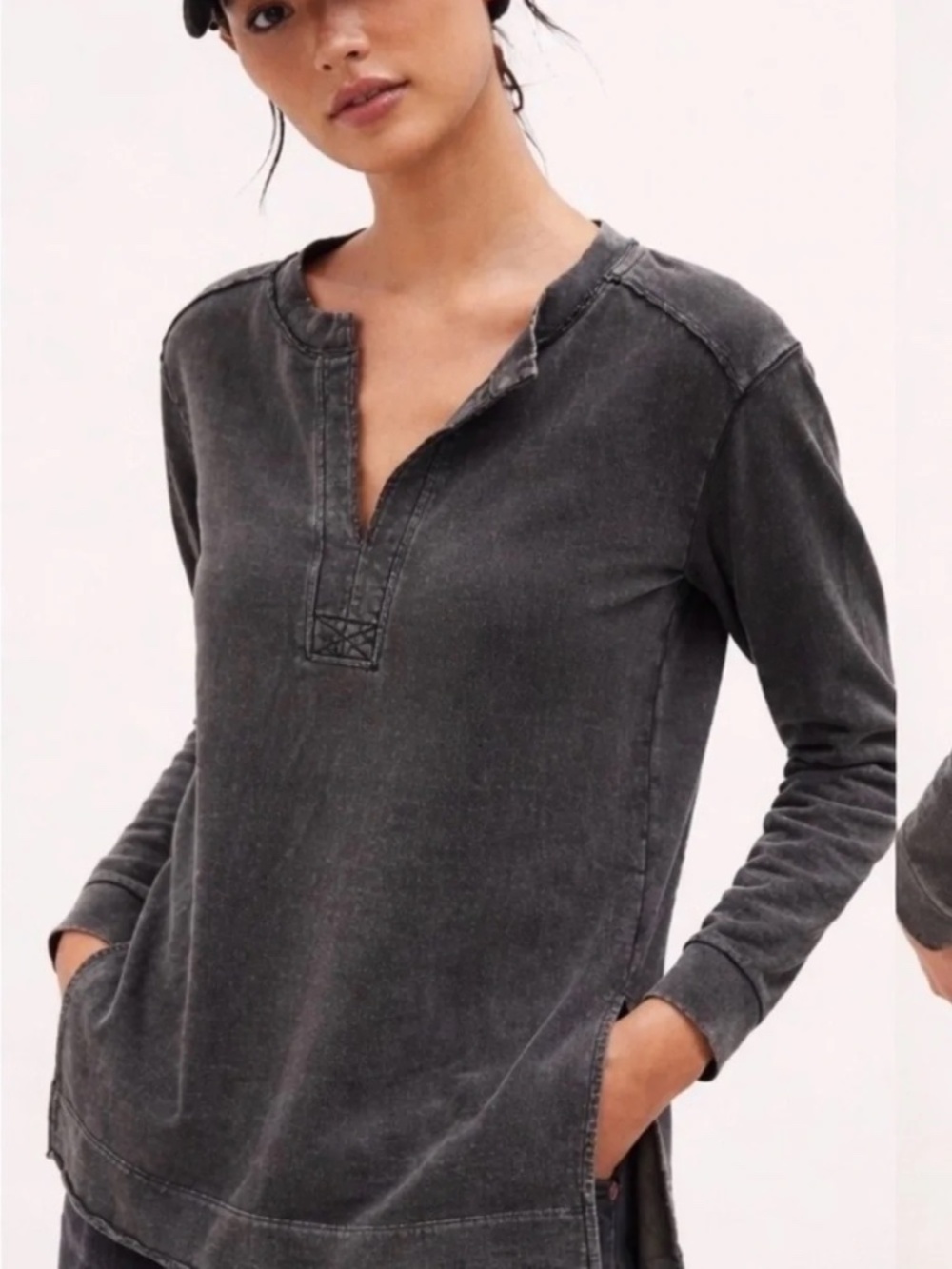 Pilcro Anthropologie Tunic Top in Washed Black
